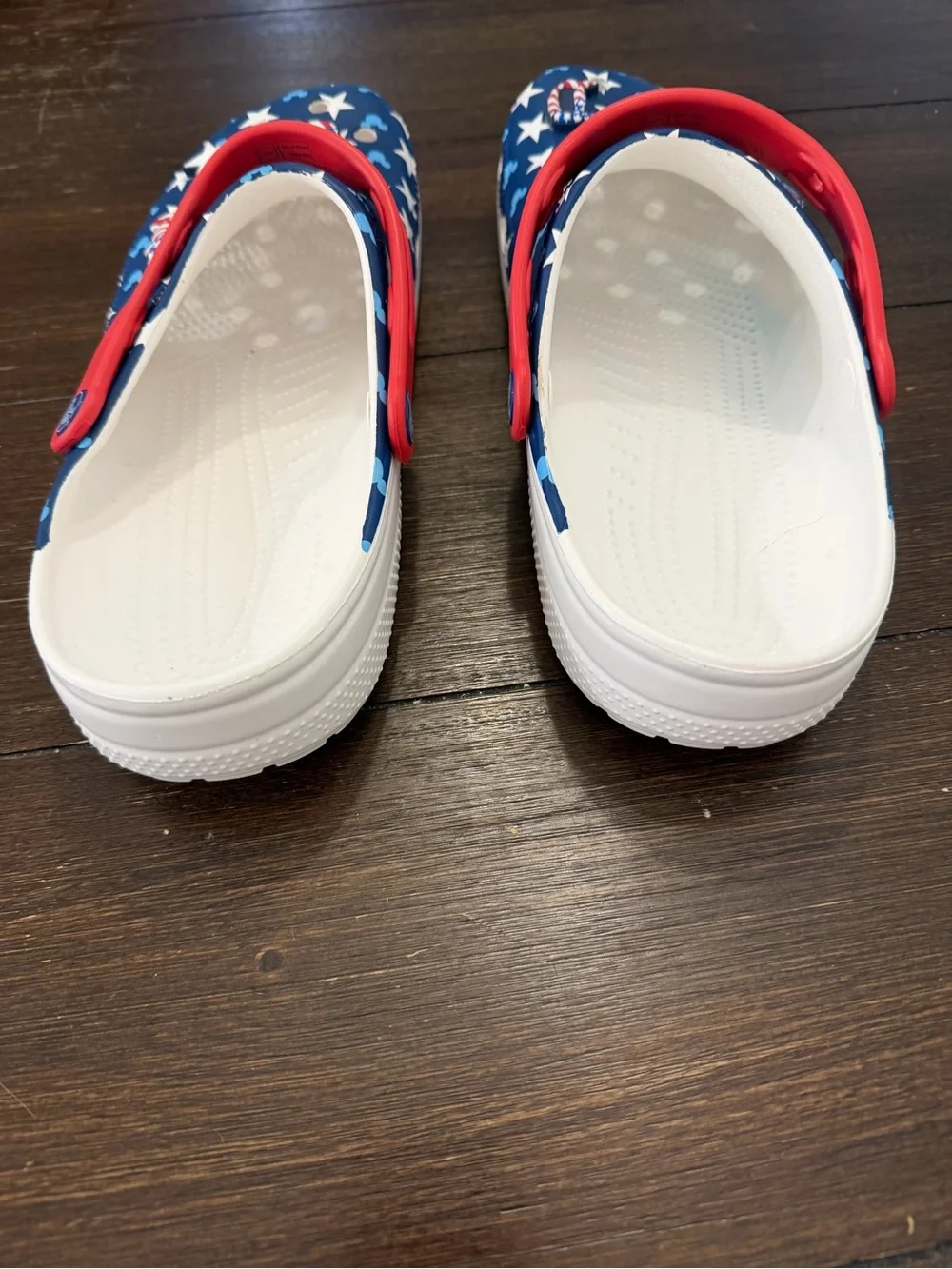 CROCS Disney Parks Navy Star & Patriotic Mickey Clogs with Red Strap